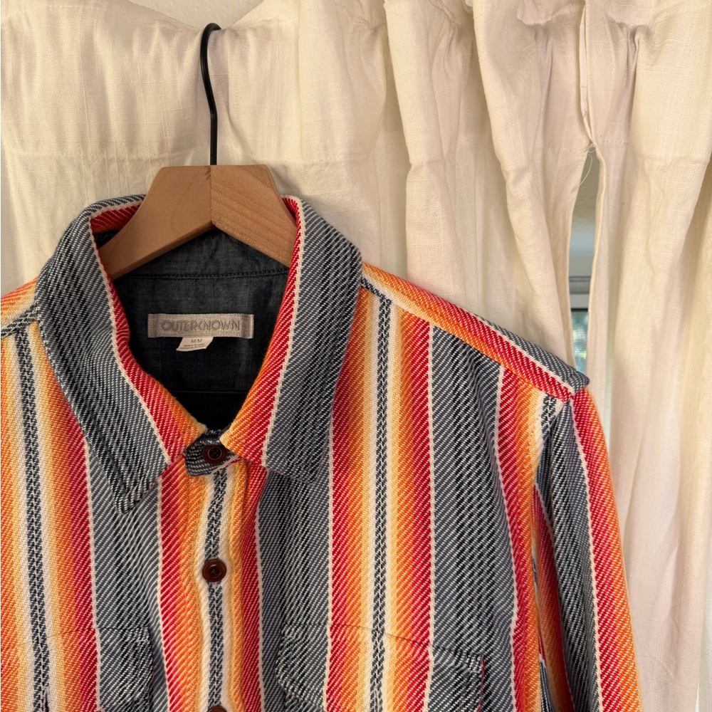 OUTERKNOWN Striped Button-Up Blanket Shirt